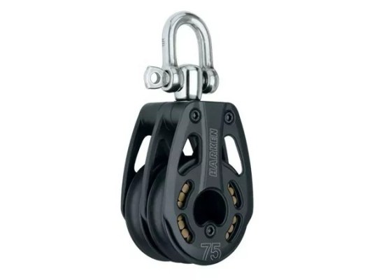 Harken 3233 Polea doble de aluminio de 75 mm con giratoria
