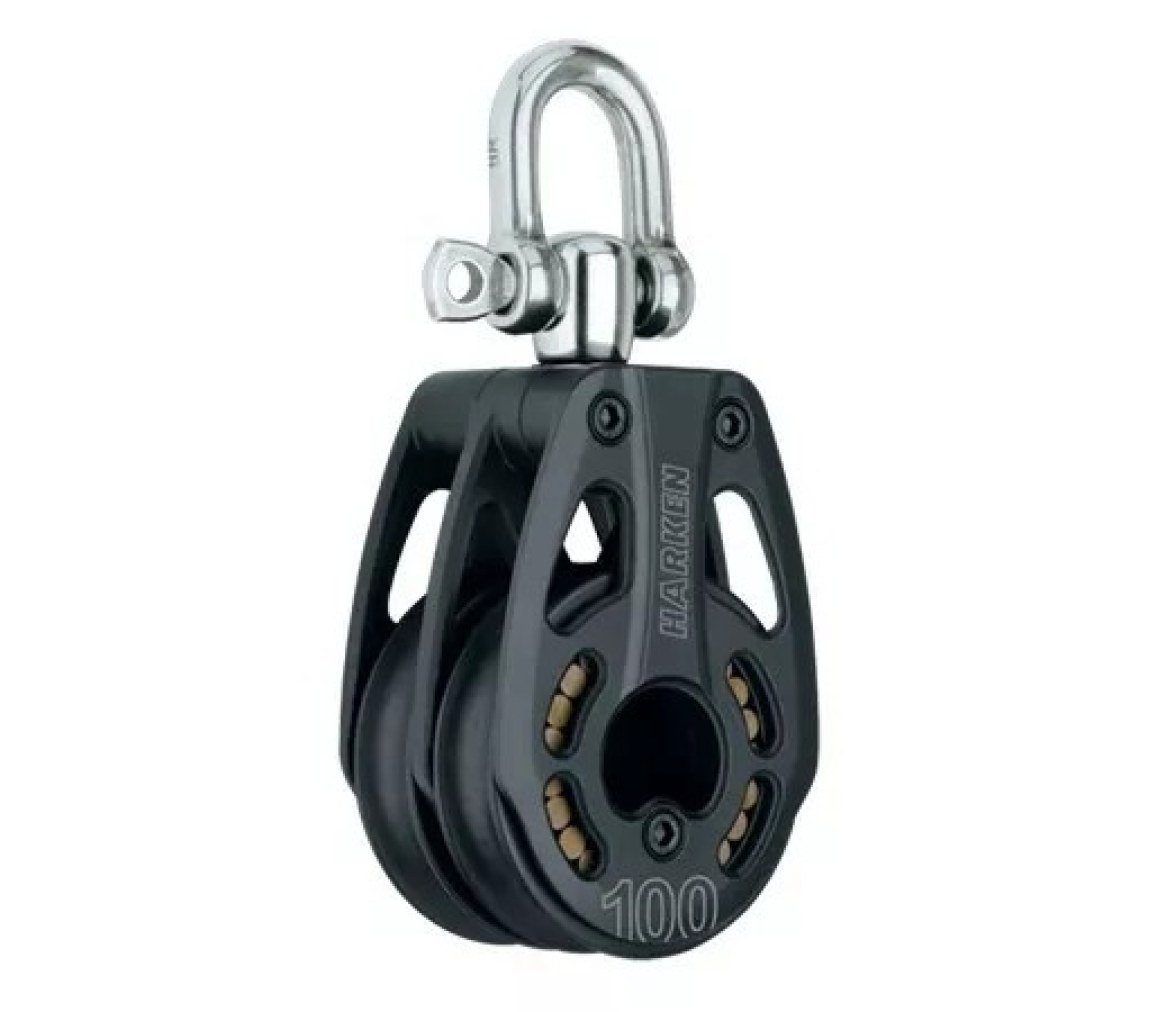 Harken 3248 Polea doble de aluminio de 100 mm con giratoria