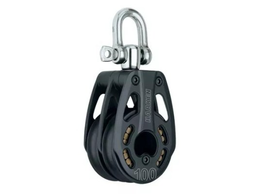 Harken 3248 Polea doble de aluminio de 100 mm con giratoria