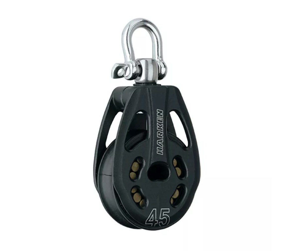 Harken 3391 Polea de aluminio de 45 mm con roldana giratoria