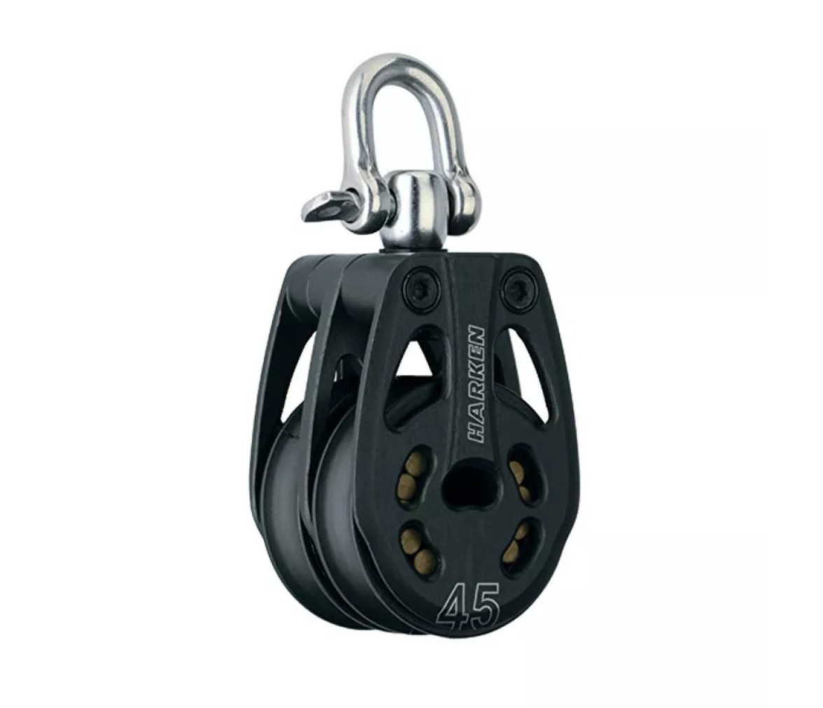 Harken 3393 Polea doble de aluminio de 45 mm con giratoria