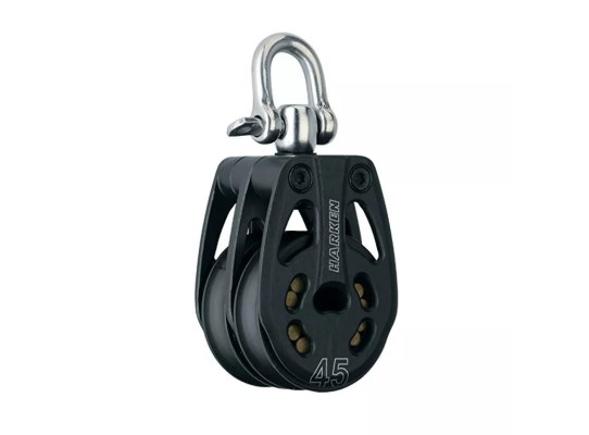 Harken 3393 Polea doble de aluminio de 45 mm con giratoria