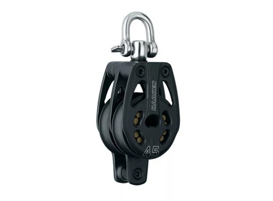 Harken 3394 Polea doble de aluminio de 45 mm con giratoria y gaza