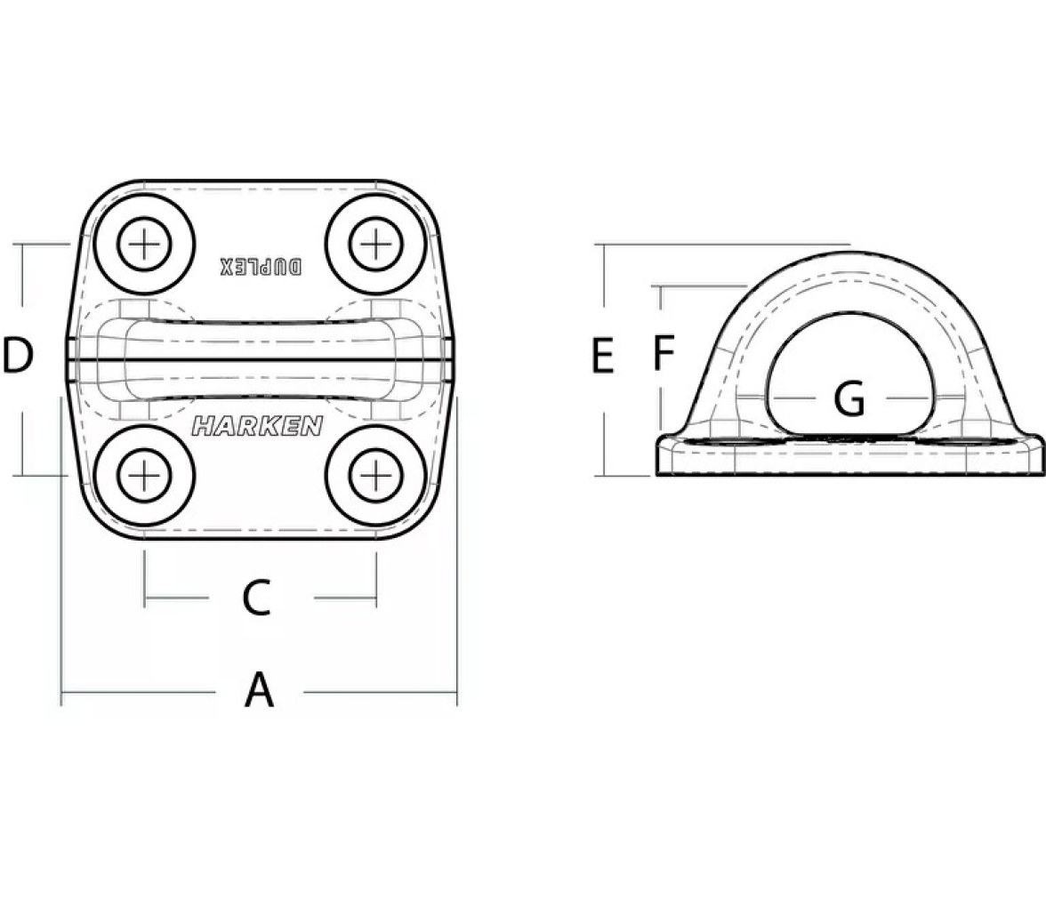 Harken 3413 Cáncamo cuadrado doble