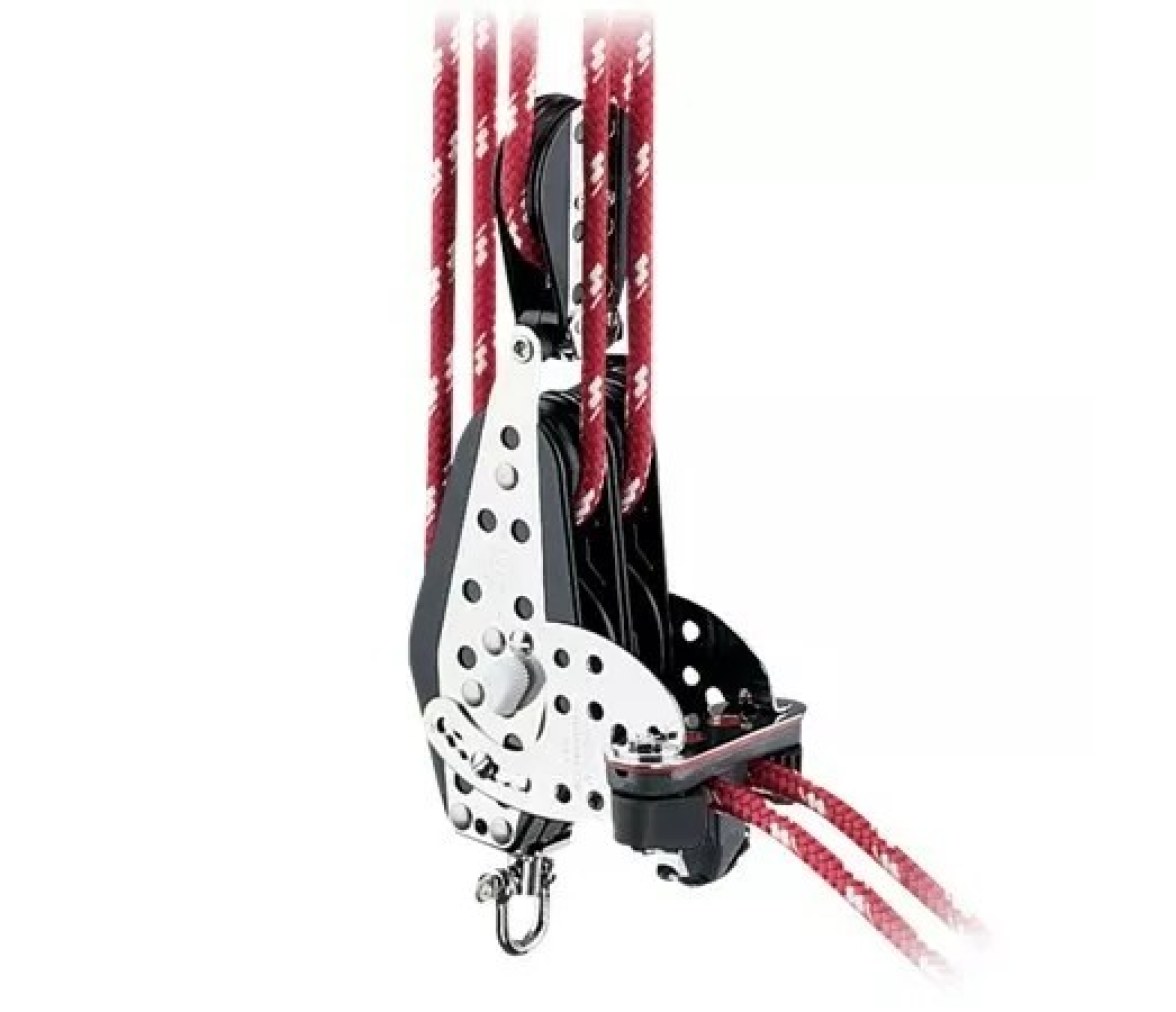 Harken 386 Polea de violín doble Hexaratchet 3" con swivel, gaza y mordaza