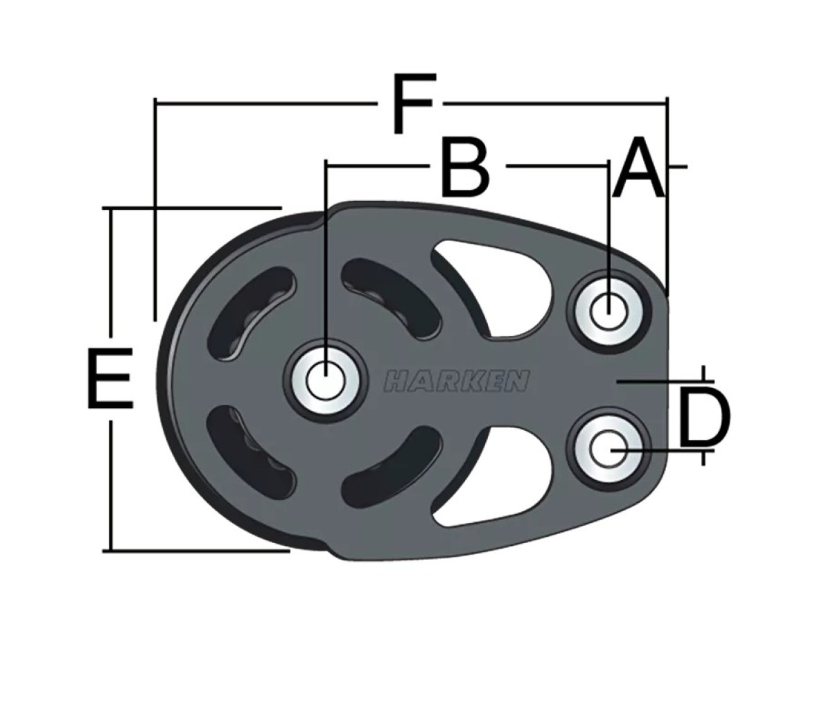Harken 6092 Polea de pie ESP aluminio 75 mm