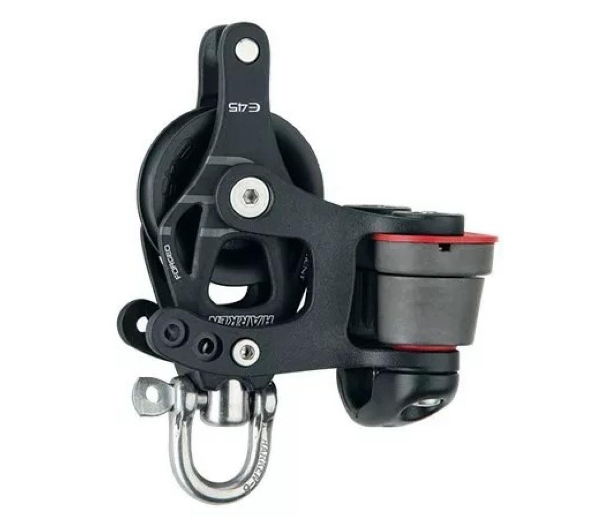 Harken 6236 Polea de aluminio 45 mm con roldana, gaza y mordaza de levas