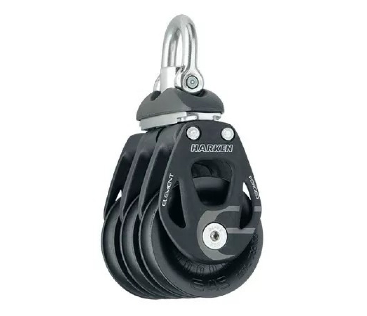 Harken 6240 Triple polea de aluminio de 45 mm con roldanas giratorias