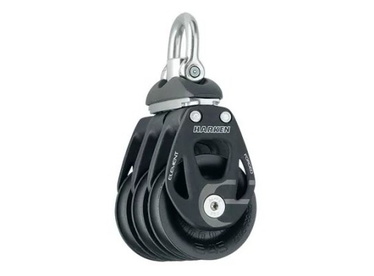 Harken 6240 Triple polea de aluminio de 45 mm con roldanas giratorias
