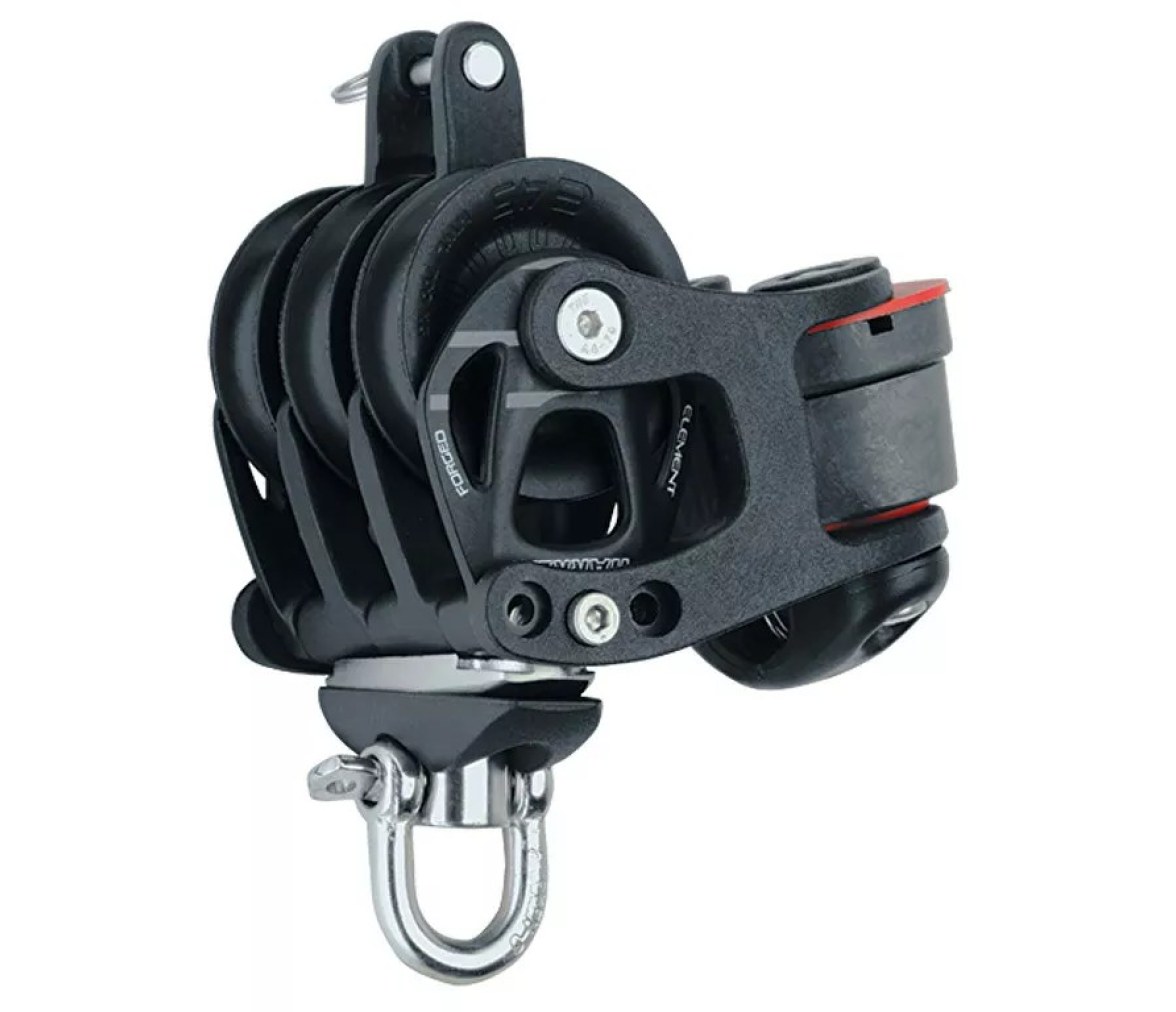 Harken 6243 Polea triple de aluminio 45 mm con swivel, gaza y mordaza de levas