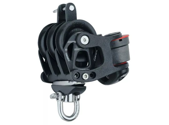 Harken 6243 Polea triple de aluminio 45 mm con swivel, gaza y mordaza de levas
