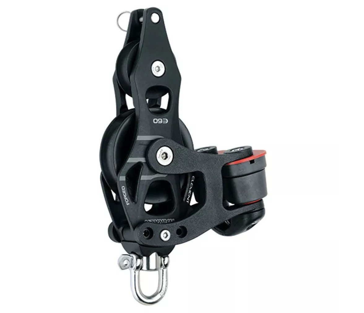 Harken 6264 Polea de violín 60 mm con giratoria, gaza y mordaza de levas