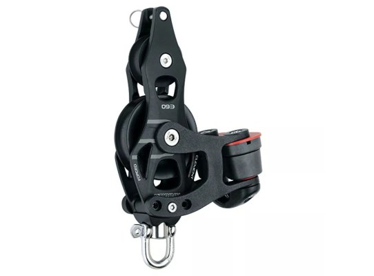 Harken 6264 Polea de violín 60 mm con giratoria, gaza y mordaza de levas