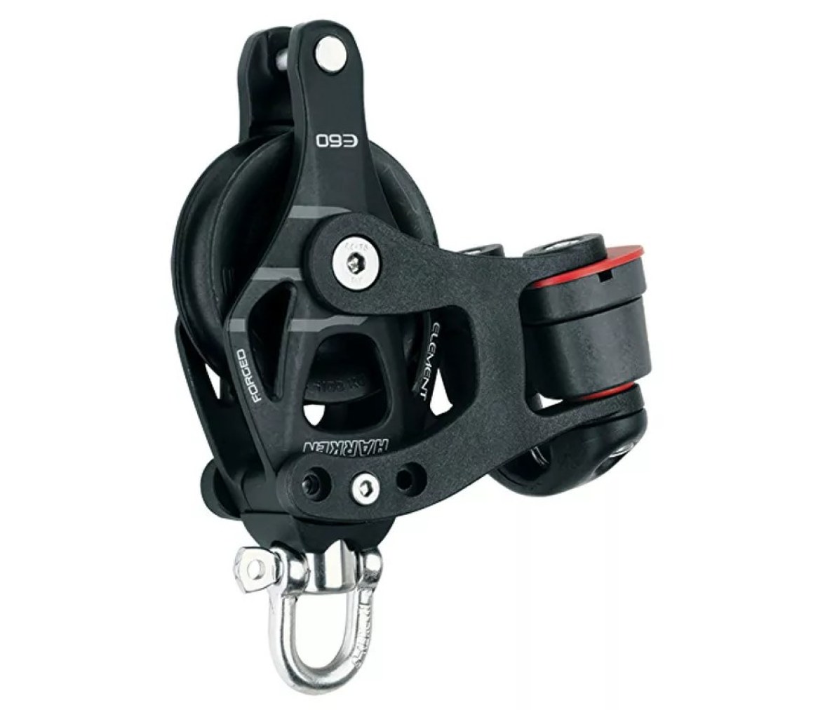 Harken 6266 Polea de aluminio 60 mm con leva, gaza y giratoria
