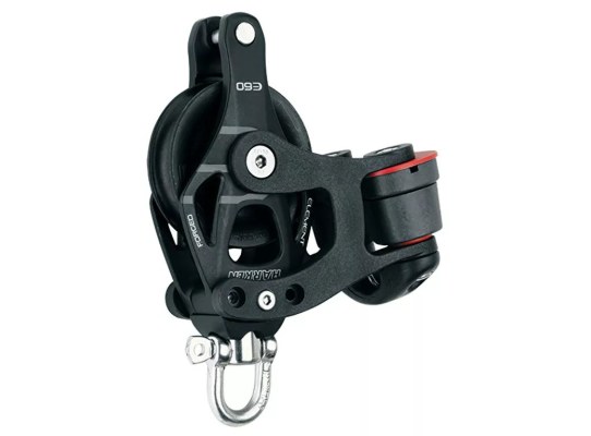 Harken 6266 Polea de aluminio 60 mm con leva, gaza y giratoria
