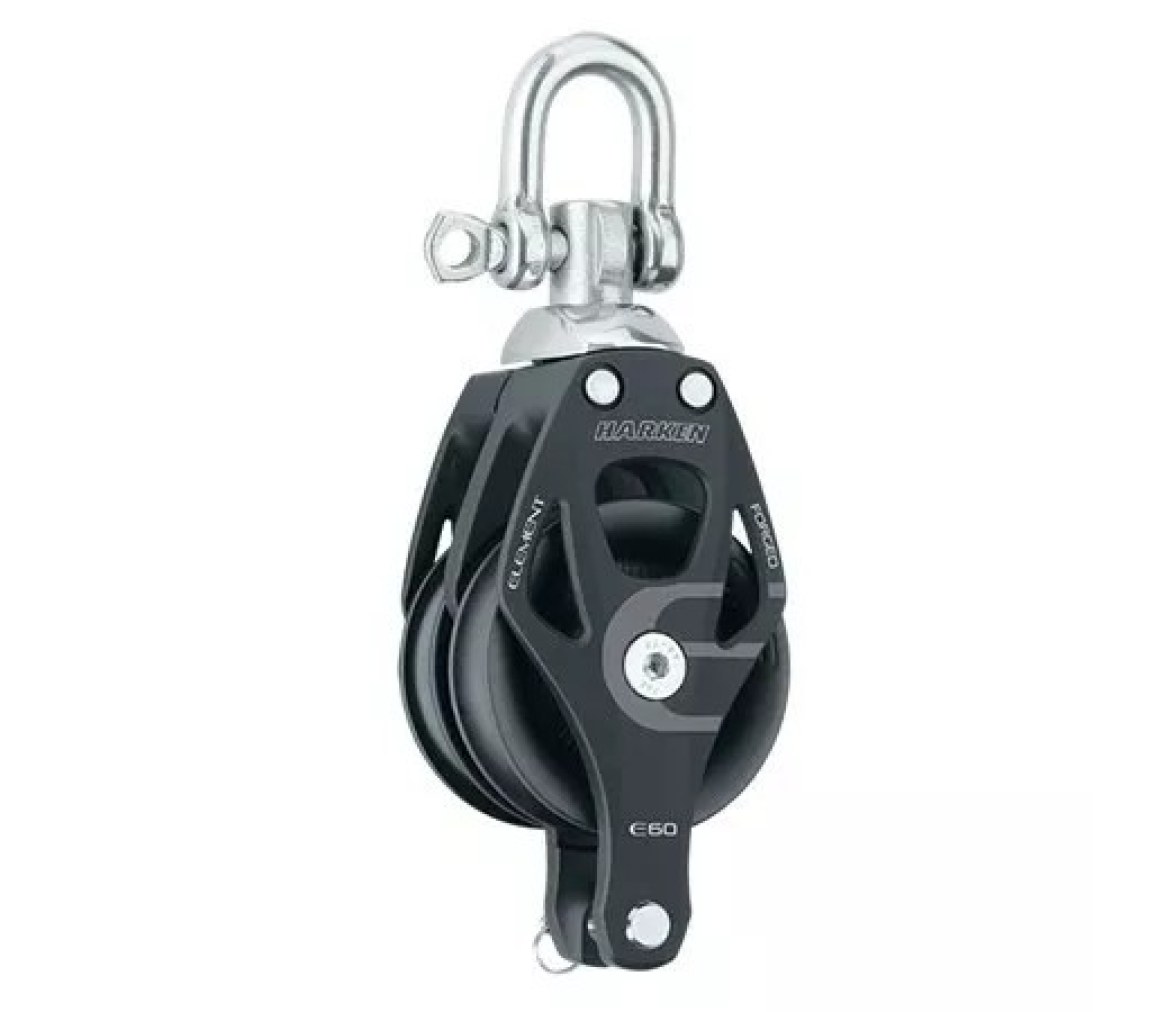 Harken 6270 Polea doble de aluminio de 60 mm con giratoria y gaza