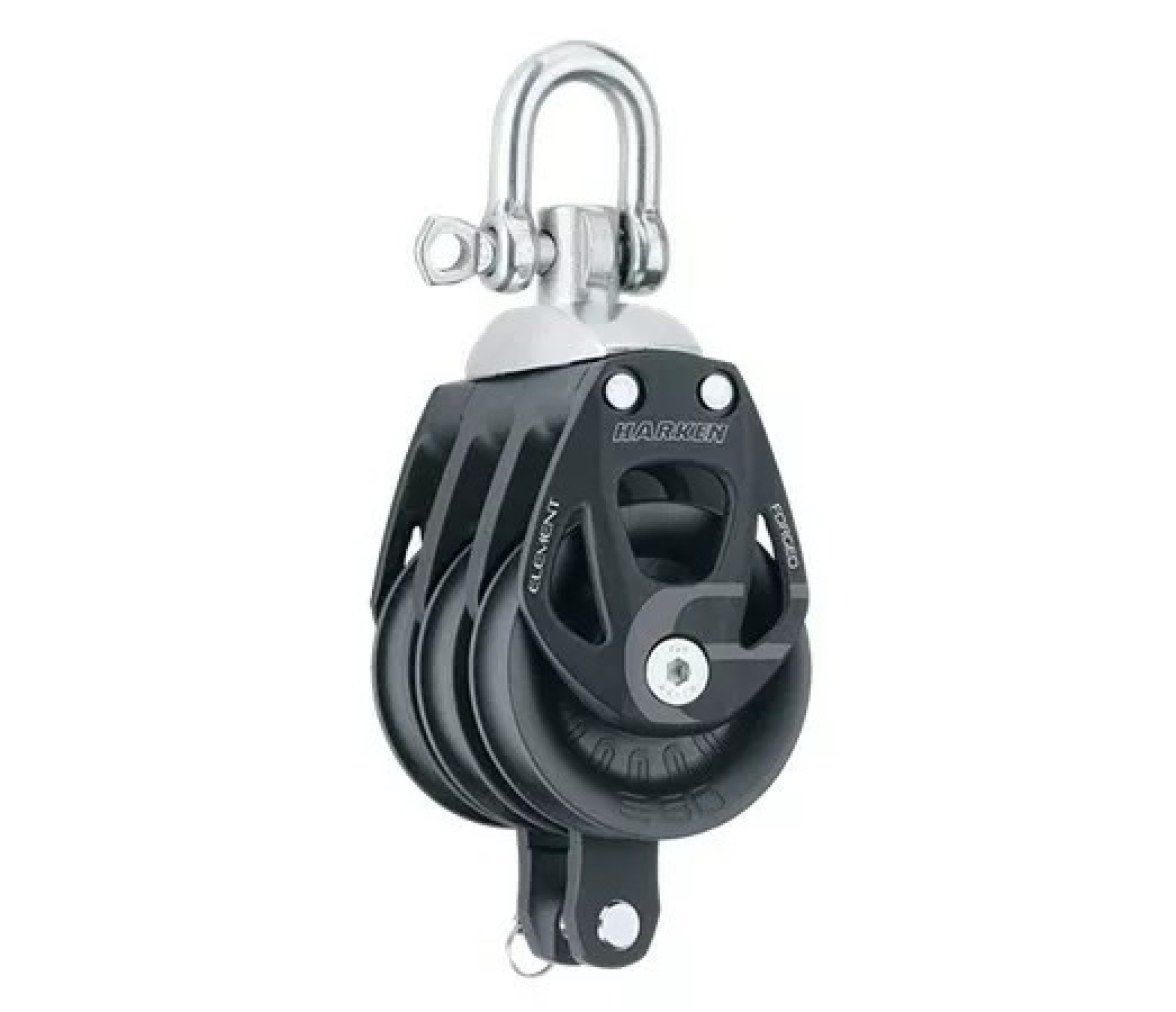 Harken 6273 Polea triple de aluminio 60 mm con roldanas y gaza