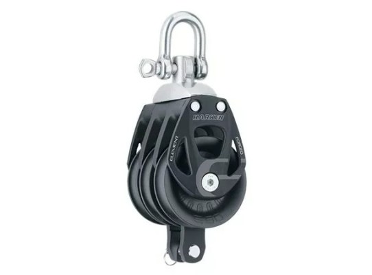 Harken 6273 Polea triple de aluminio 60 mm con roldanas y gaza