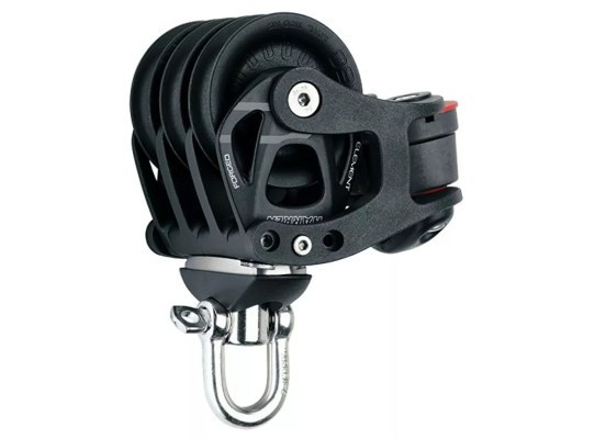 Harken 6274 Polea triple de aluminio 60 mm con leva y giratoria