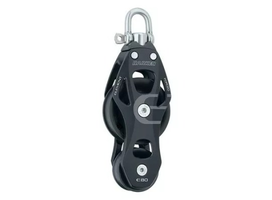 Harken 6292 Polea de violín de aluminio de 80 mm con roldana giratoria