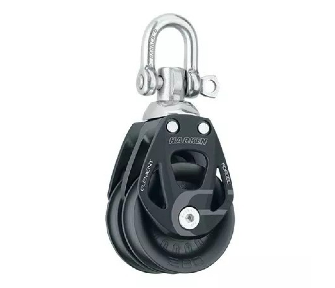 Harken 6296 Polea doble de aluminio 80 mm con roldana giratoria