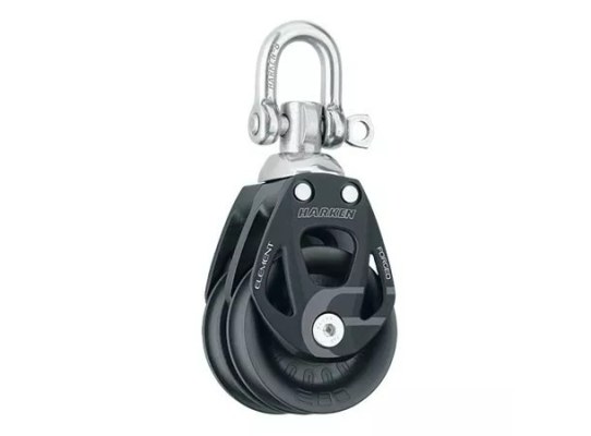 Harken 6296 Polea doble de aluminio 80 mm con roldana giratoria