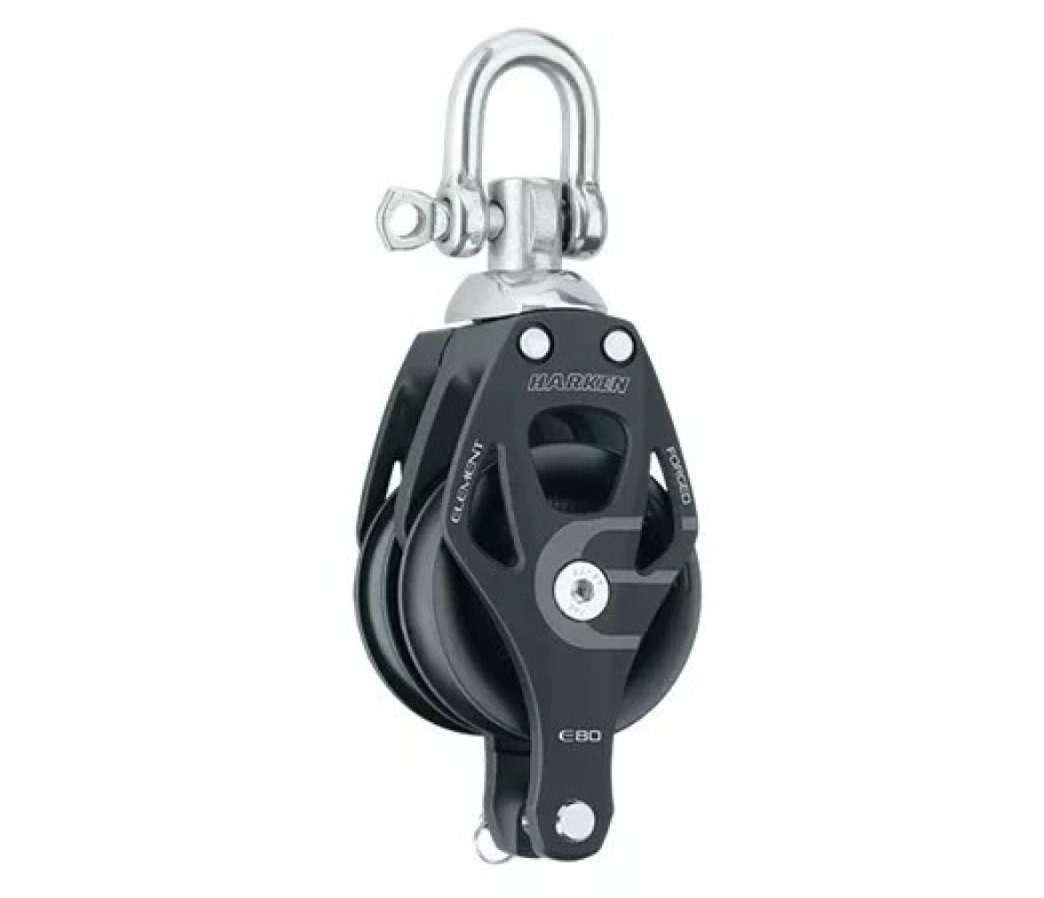 Harken 6297 Polea doble de aluminio 80 mm con giratoria y gaza