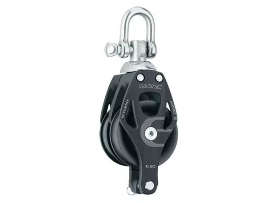 Harken 6297 Polea doble de aluminio 80 mm con giratoria y gaza