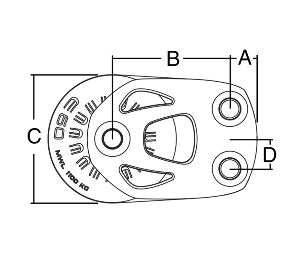 Harken 6298 Polea de pie doble de aluminio 80 mm