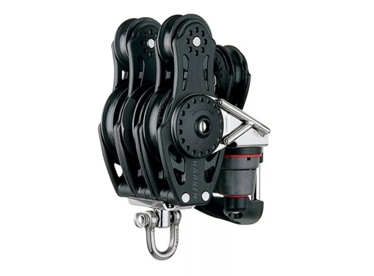 Harken HSB378 Polea de violín triple 57 mm con muelle y mordaza