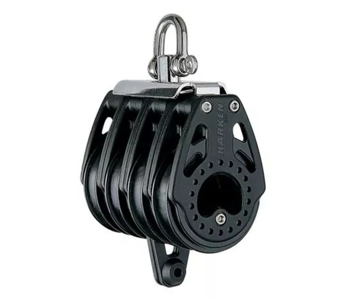 Harken HSB380 Polea cuádruple 57 mm con giratoria y gaza central