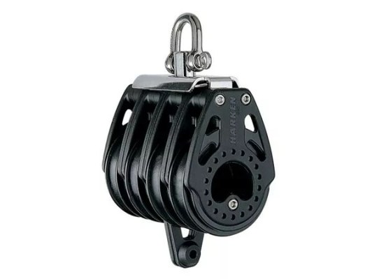 Harken HSB380 Polea cuádruple 57 mm con giratoria y gaza central