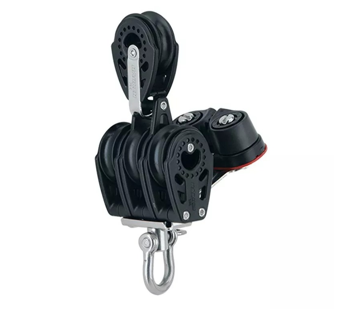 Harken HSB510 Polea triple de carbono 29 mm con gaza y mordaza de levas