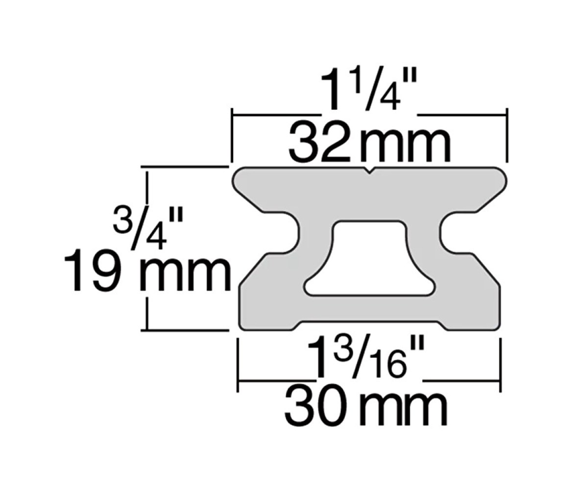 Harken R32.1.5M Carril tope de pasador 32 mm, 1,5 m