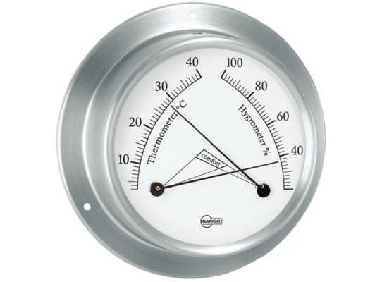 Hygrometer-Termometer Barigo Sky Stainless Steel Satin White Dial