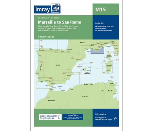 Imray Carta Náutica M15 Marsella a San Remo