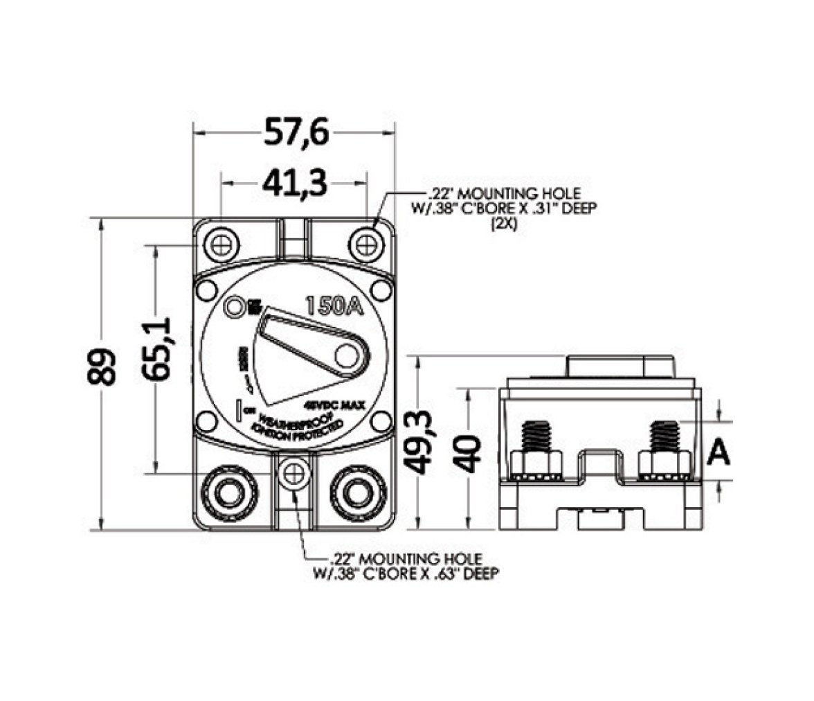 Interruptor Magnetotérmico Estanco para Molinete y Hélice de Proa Externo