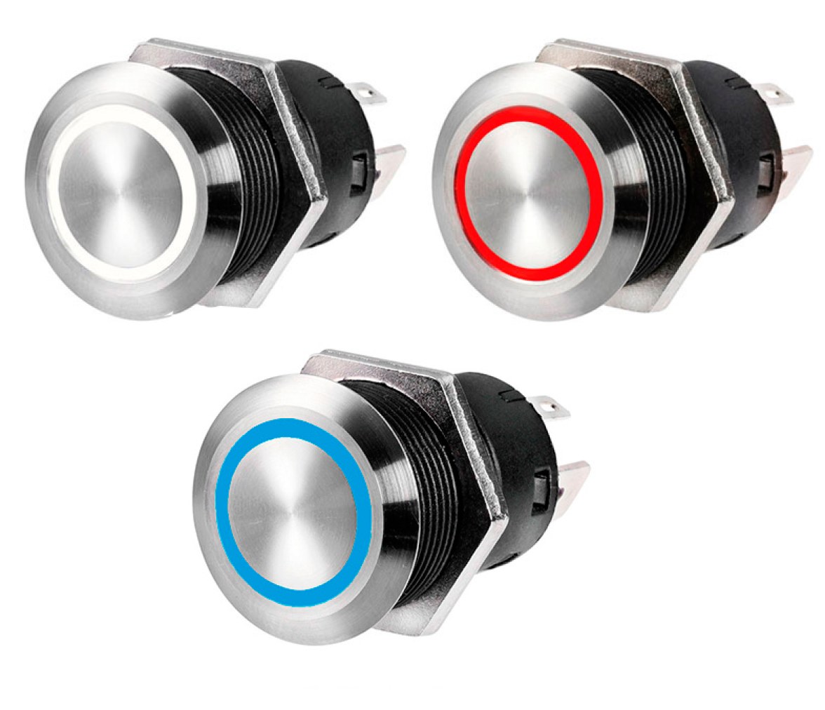 Interruptor Plano Acero Inox. 12V ON-OFF
