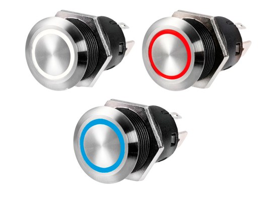 Interruptor Plano Acero Inox. 12V ON-OFF