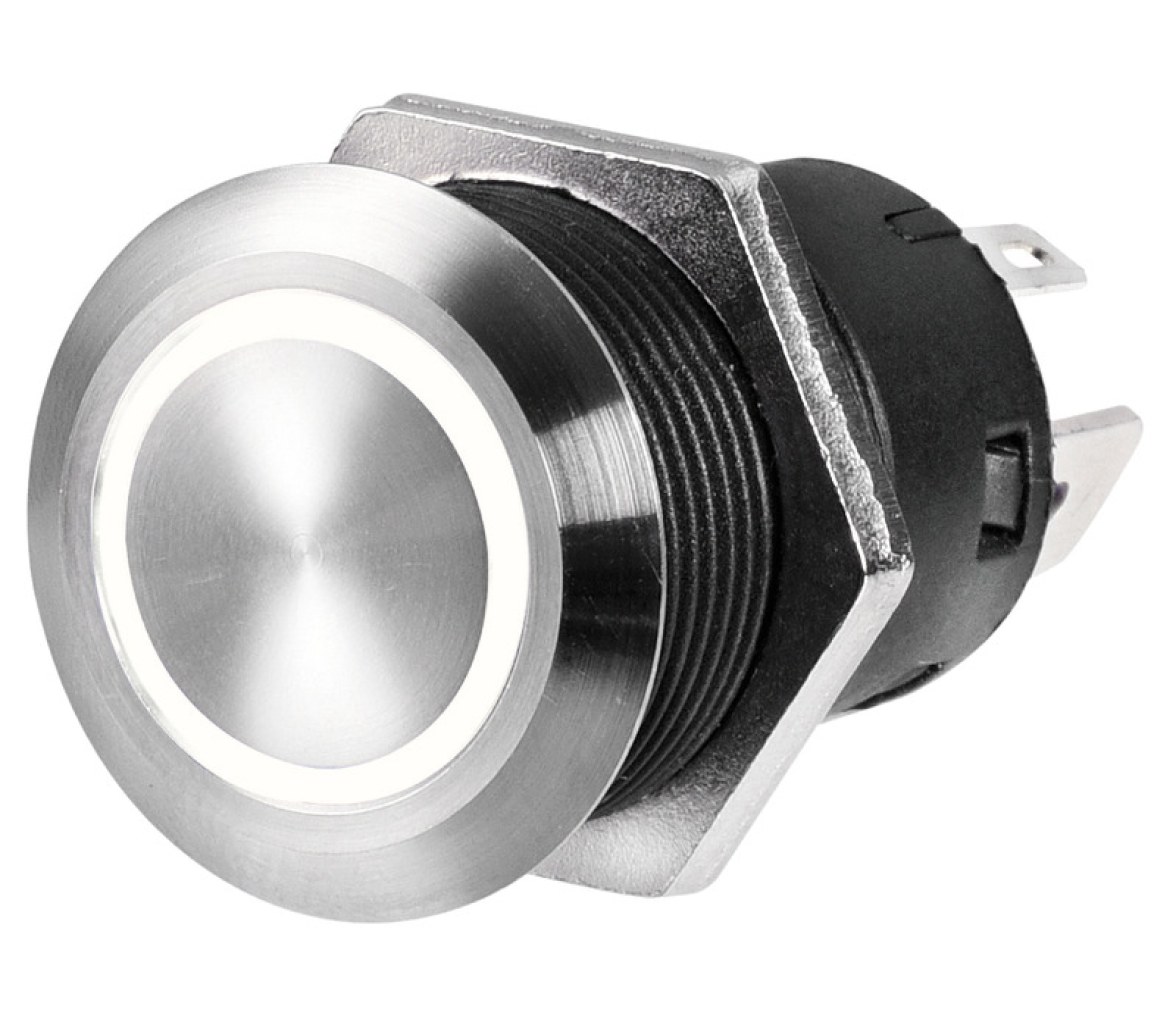 Interruptor Plano Acero Inox. 12V ON-OFF