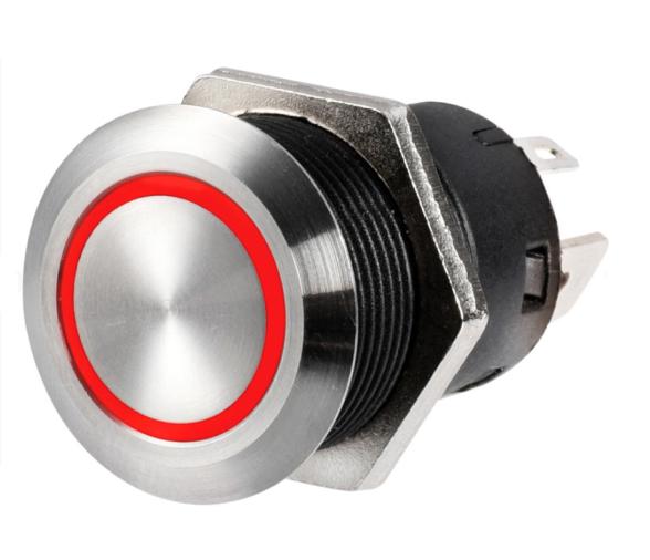 Interruptor Plano Acero Inox. 12V ON-OFF