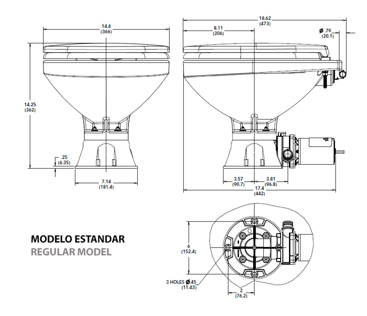 Jabsco Inodoro Quiet Flush E2 Estandar Agua Dulce