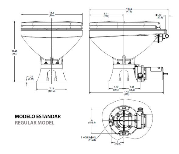 Jabsco Inodoro Quiet Flush E2 Estandar Agua Dulce