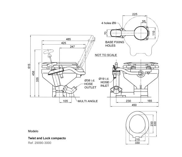 Jabsco Inodoro WC Manual Compacto Twist And Lock