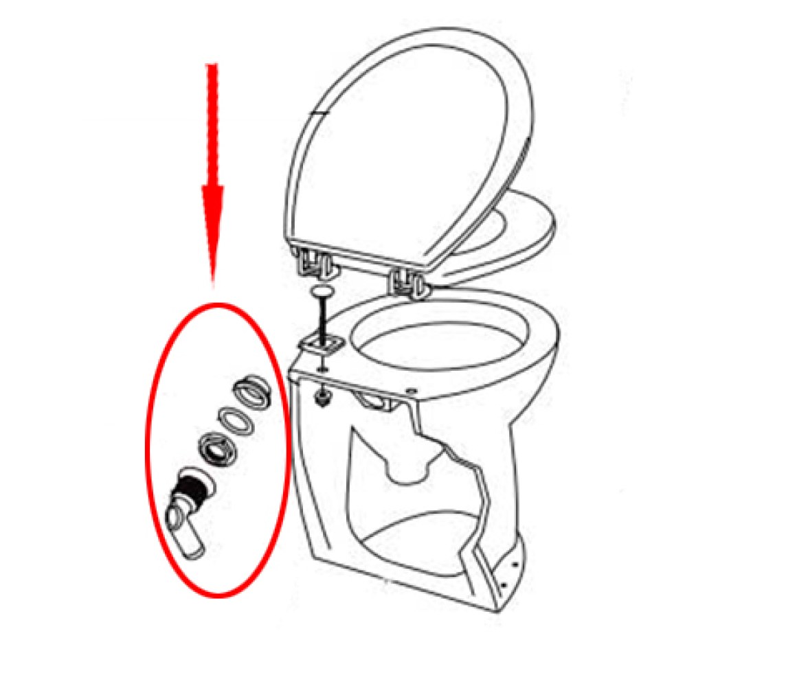 Jabsco- Codo y Junta para Deluxe Flush