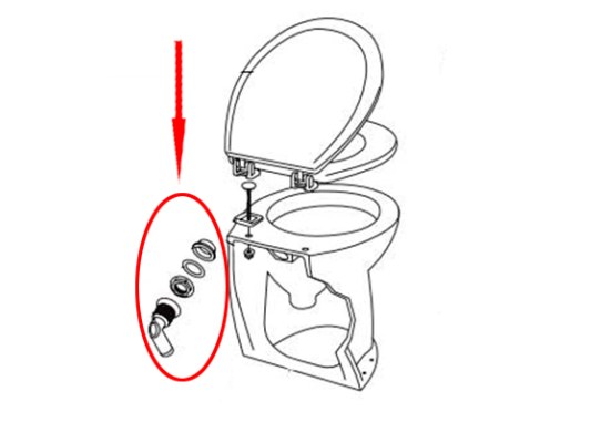Jabsco- Codo y Junta para Deluxe Flush