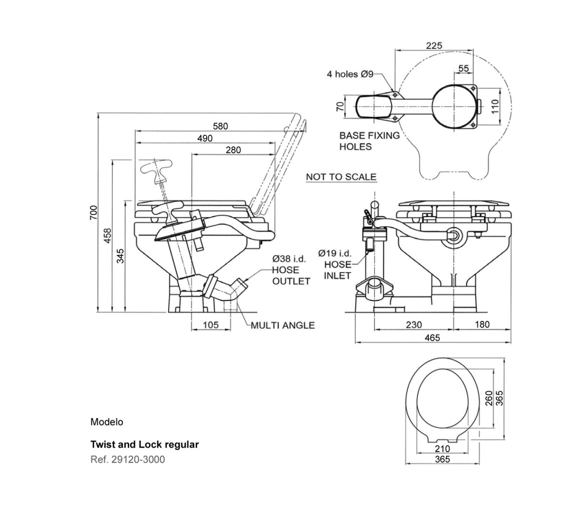 Jabsco Inodoro WC Manual Regular Twist and Lock