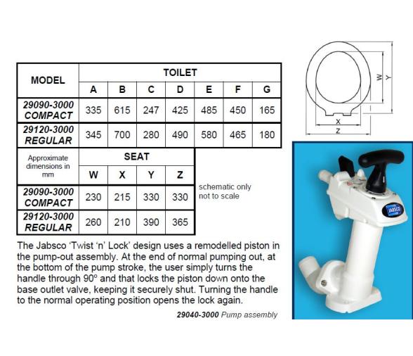 Jabsco Recambio de Tapa y Asiento Inodoro Compact