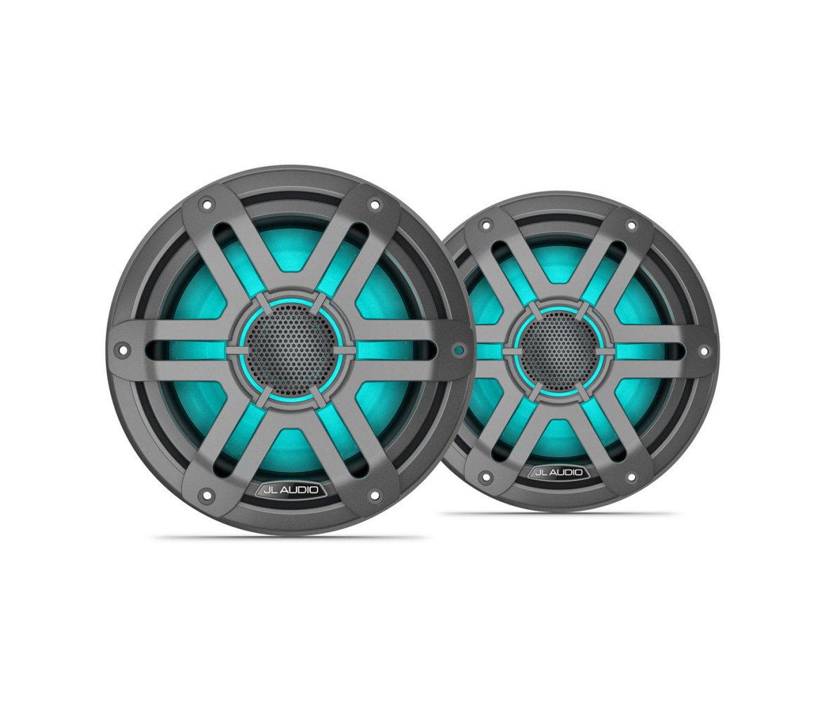 JL Audio M200 altavoces náuticos de la, 7,7″ con LED y rejilla deportiva gris