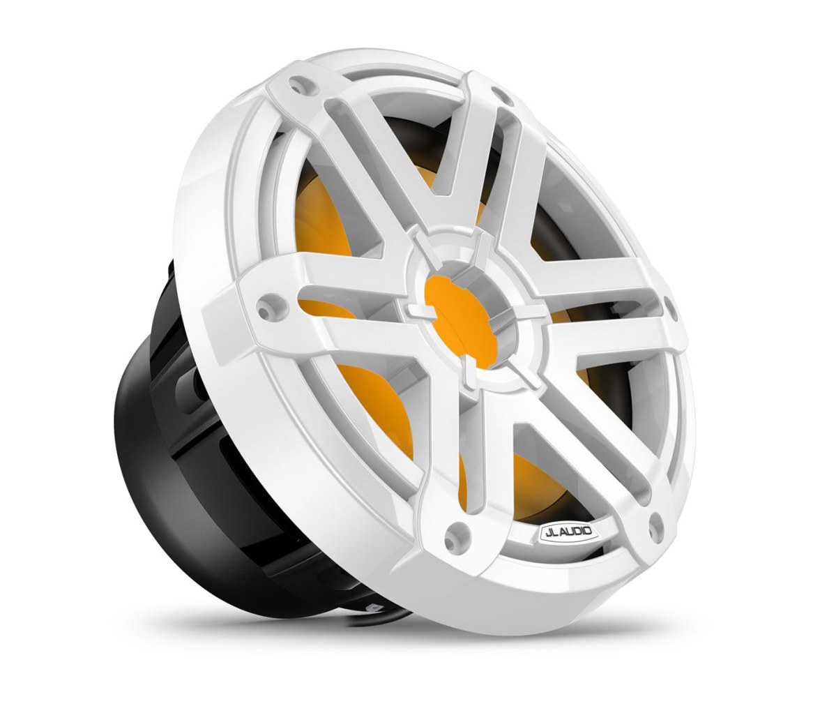 JL Audio M200 subwoofer náutico, 10″ con LED y rejilla deportiva de color blanco
